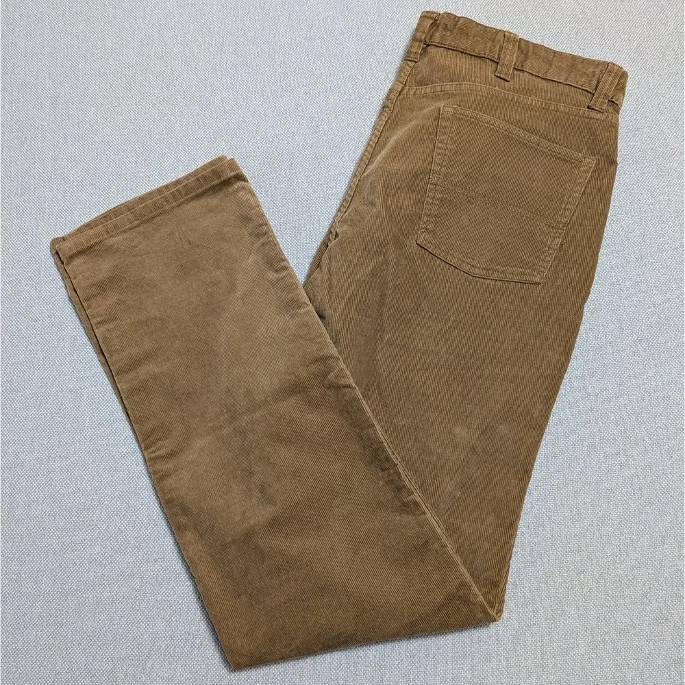 L.L.Bean Men's Brown Corduroy Pants 38x34 Standard Fit Stretch Cotton Academia